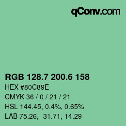 カラーコード: RGB 128.7 200.6 158 | qconv.com