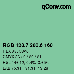 カラーコード: RGB 128.7 200.6 160 | qconv.com