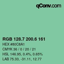 カラーコード: RGB 128.7 200.6 161 | qconv.com