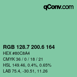 カラーコード: RGB 128.7 200.6 164 | qconv.com