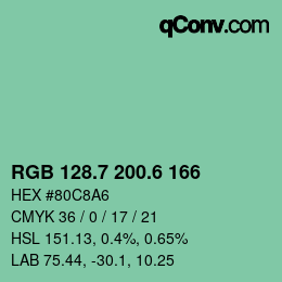 カラーコード: RGB 128.7 200.6 166 | qconv.com