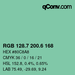 カラーコード: RGB 128.7 200.6 168 | qconv.com