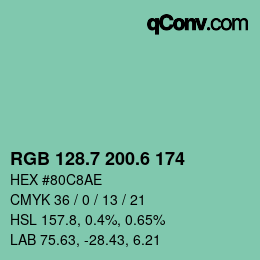 カラーコード: RGB 128.7 200.6 174 | qconv.com