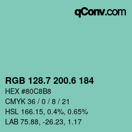 カラーコード: RGB 128.7 200.6 184 | qconv.com