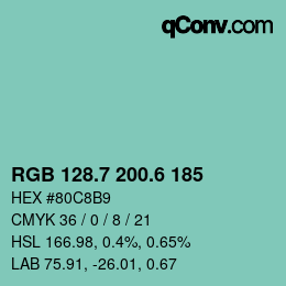 カラーコード: RGB 128.7 200.6 185 | qconv.com