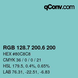 カラーコード: RGB 128.7 200.6 200 | qconv.com