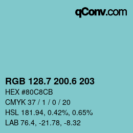 カラーコード: RGB 128.7 200.6 203 | qconv.com