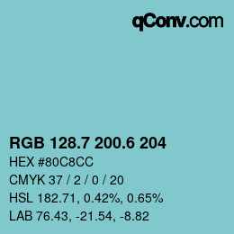 カラーコード: RGB 128.7 200.6 204 | qconv.com