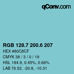 カラーコード: RGB 128.7 200.6 207 | qconv.com