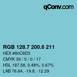 カラーコード: RGB 128.7 200.6 211 | qconv.com