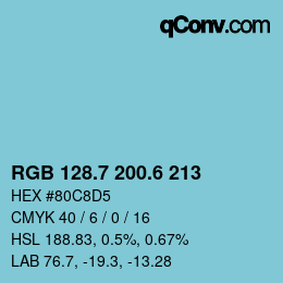 カラーコード: RGB 128.7 200.6 213 | qconv.com