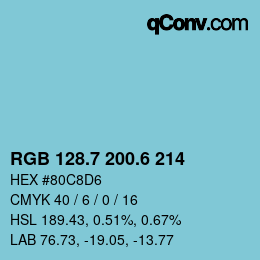 カラーコード: RGB 128.7 200.6 214 | qconv.com