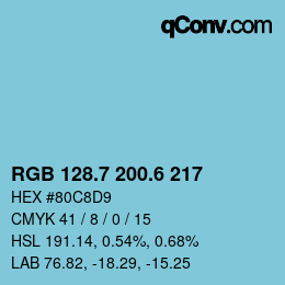 カラーコード: RGB 128.7 200.6 217 | qconv.com