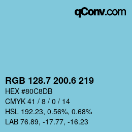 カラーコード: RGB 128.7 200.6 219 | qconv.com