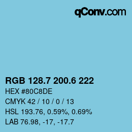 カラーコード: RGB 128.7 200.6 222 | qconv.com