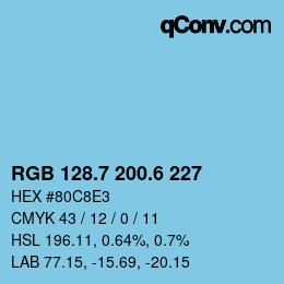 カラーコード: RGB 128.7 200.6 227 | qconv.com