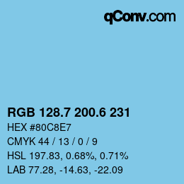 カラーコード: RGB 128.7 200.6 231 | qconv.com