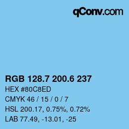 カラーコード: RGB 128.7 200.6 237 | qconv.com
