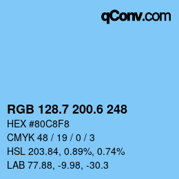 カラーコード: RGB 128.7 200.6 248 | qconv.com