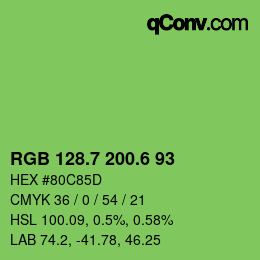 カラーコード: RGB 128.7 200.6 93 | qconv.com