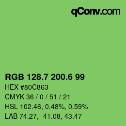 カラーコード: RGB 128.7 200.6 99 | qconv.com