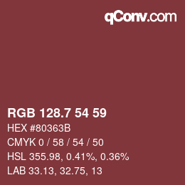 カラーコード: RGB 128.7 54 59 | qconv.com