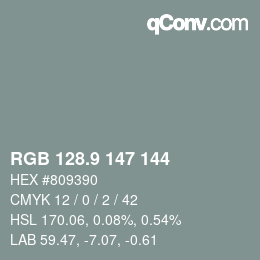 Color code: RGB 128.9 147 144 | qconv.com
