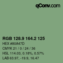 Color code: RGB 128.9 164.2 125 | qconv.com