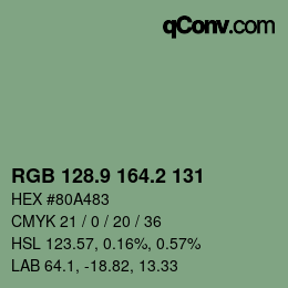 カラーコード: RGB 128.9 164.2 131 | qconv.com