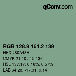 Color code: RGB 128.9 164.2 139 | qconv.com