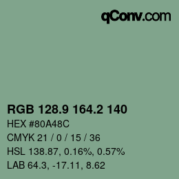 Color code: RGB 128.9 164.2 140 | qconv.com