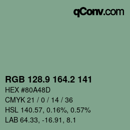 Color code: RGB 128.9 164.2 141 | qconv.com