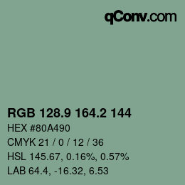 Color code: RGB 128.9 164.2 144 | qconv.com