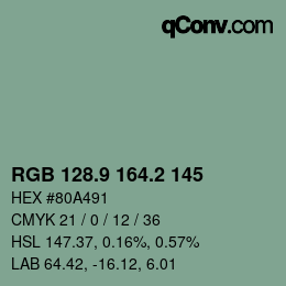 Color code: RGB 128.9 164.2 145 | qconv.com