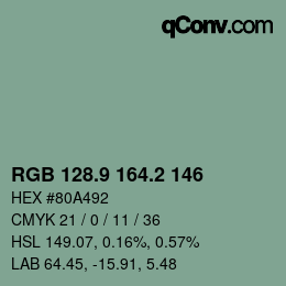 Color code: RGB 128.9 164.2 146 | qconv.com