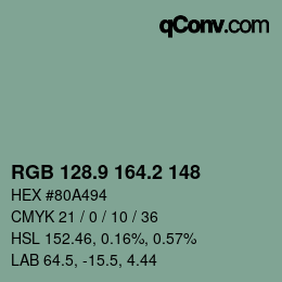 Color code: RGB 128.9 164.2 148 | qconv.com