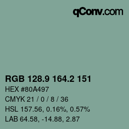 カラーコード: RGB 128.9 164.2 151 | qconv.com
