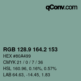 Color code: RGB 128.9 164.2 153 | qconv.com
