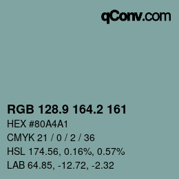 カラーコード: RGB 128.9 164.2 161 | qconv.com