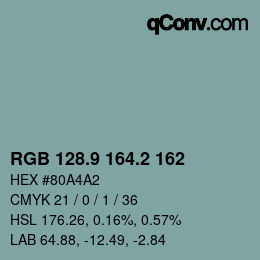 Código de color: RGB 128.9 164.2 162 | qconv.com