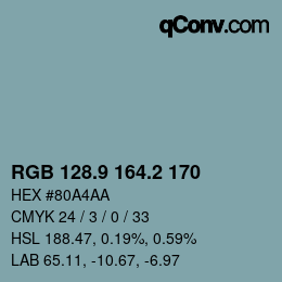 Color code: RGB 128.9 164.2 170 | qconv.com