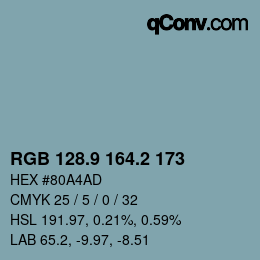 Color code: RGB 128.9 164.2 173 | qconv.com