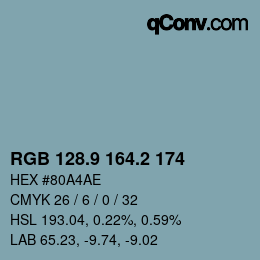 Color code: RGB 128.9 164.2 174 | qconv.com