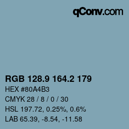 カラーコード: RGB 128.9 164.2 179 | qconv.com