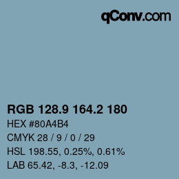 Color code: RGB 128.9 164.2 180 | qconv.com