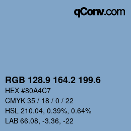 カラーコード: RGB 128.9 164.2 199.6 | qconv.com