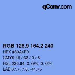 Farbcode: RGB 128.9 164.2 240 | qconv.com