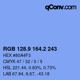 カラーコード: RGB 128.9 164.2 243 | qconv.com