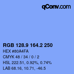 Color code: RGB 128.9 164.2 250 | qconv.com