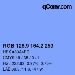 カラーコード: RGB 128.9 164.2 253 | qconv.com